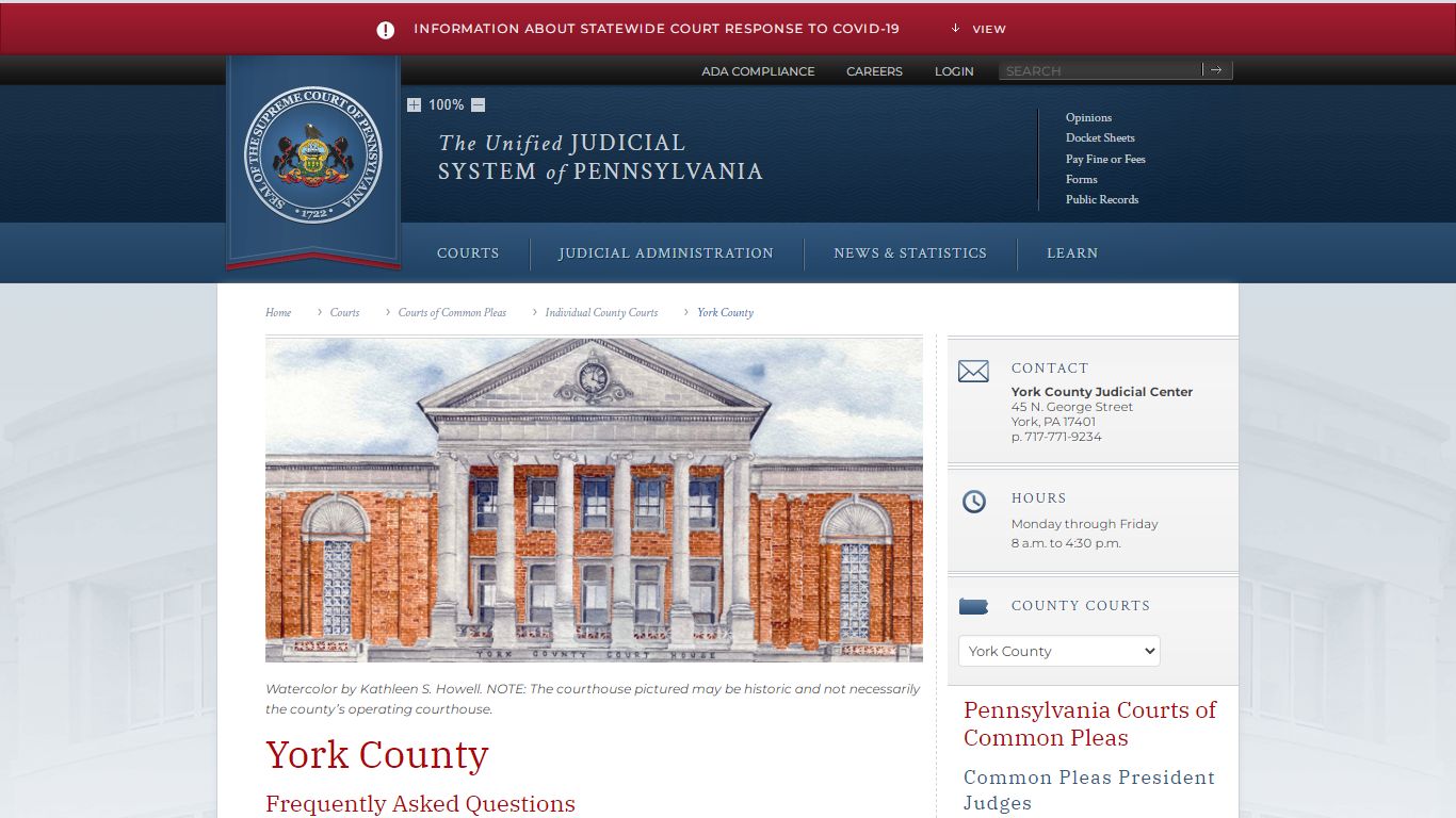 York County | Individual County Courts - Judiciary of Pennsylvania