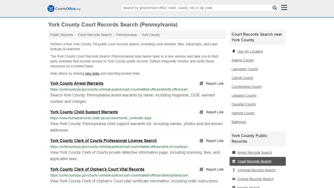 York County Court Records Search (Pennsylvania) - County Office